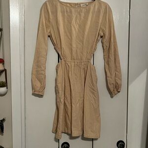 Elegant Tan Long-Sleeve Dress